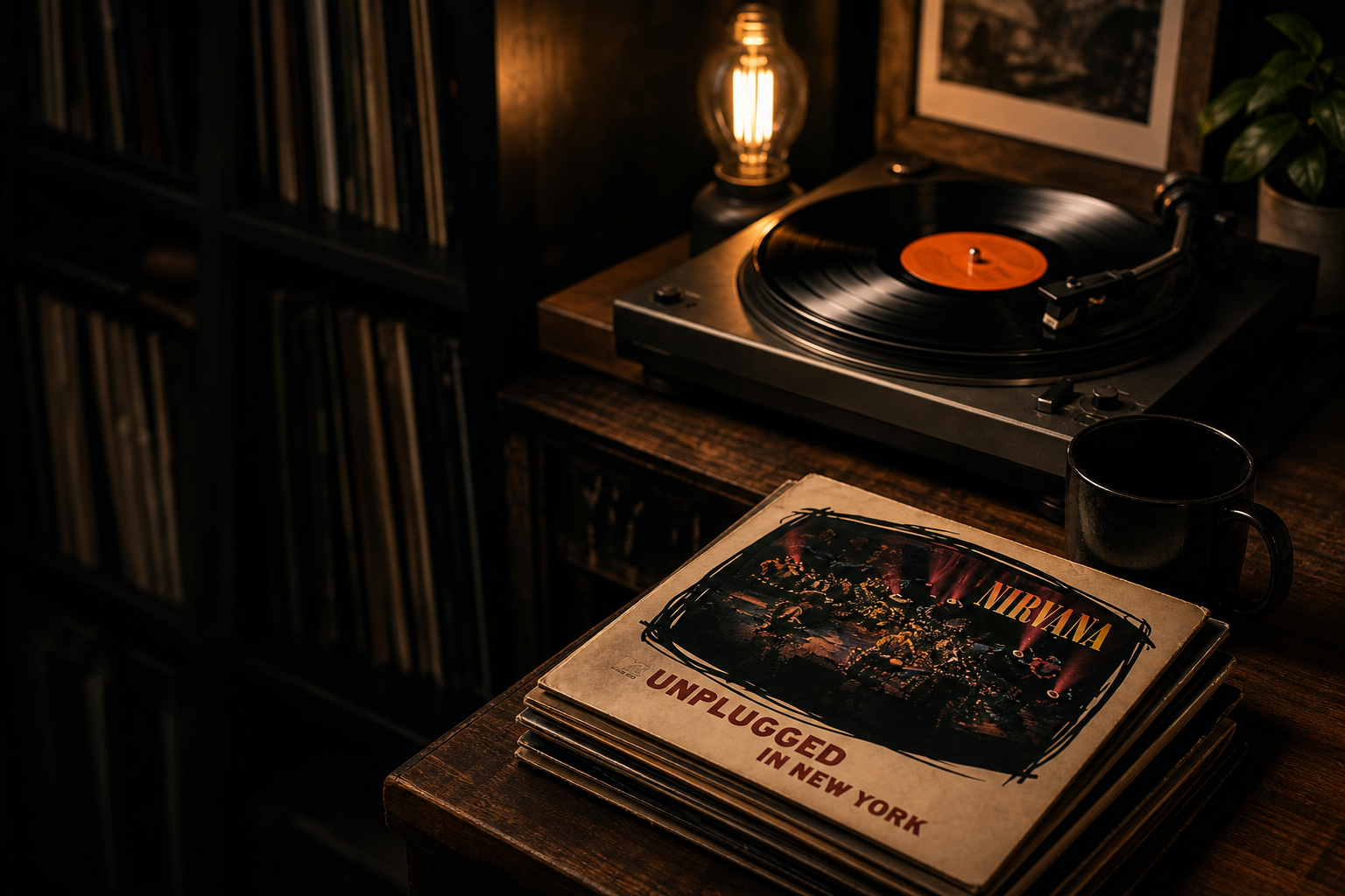 Tocadiscos y colección de vinilos